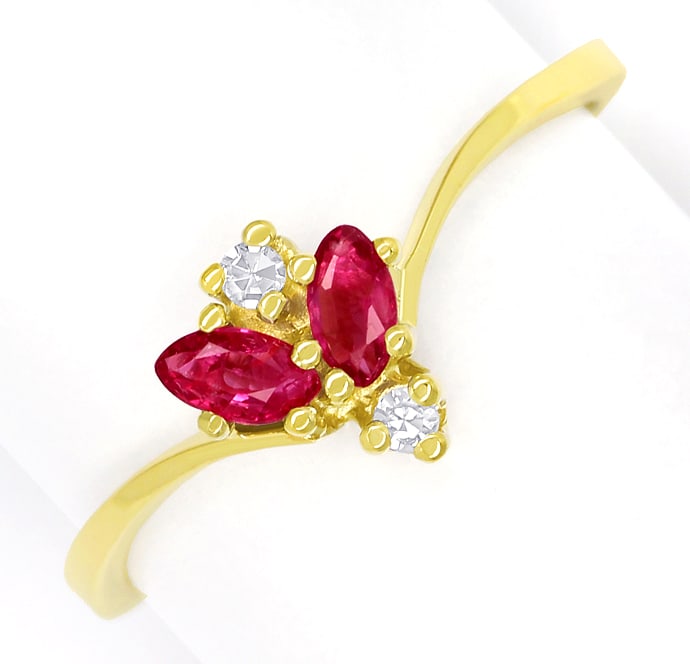 Foto 2 - Damenring mit Spitzen Rubinen und Diamanten in Gelbgold, Q1366