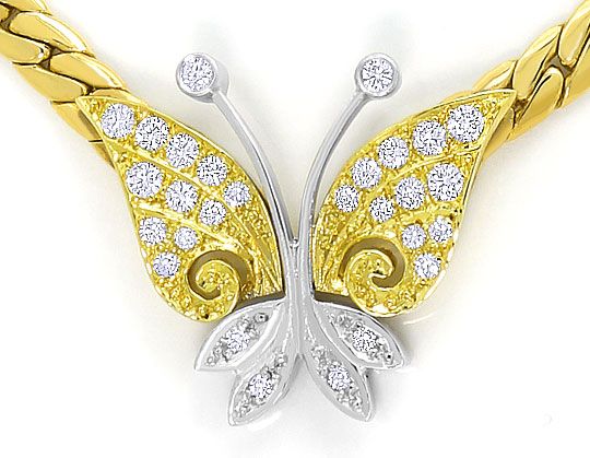 Foto 2 - Schmetterling Goldkollier mit 28 Lupenreinen Brillanten, S3364