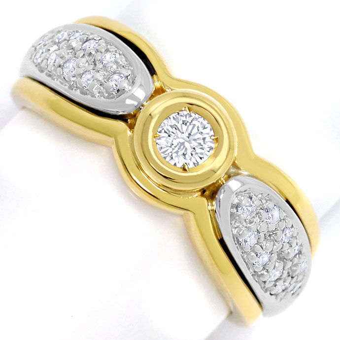 Foto 2 - Brillant-Diamantring in Gelbgold-Weißgold, 21Diamanten, S3591