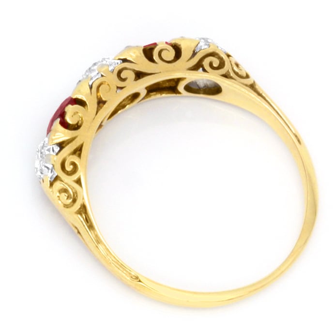 Foto 3 - antiker Ring, Grosse Diamanten-Diamantrosen Gold-Platin, S4060